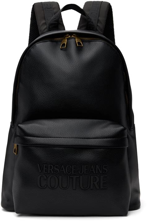 versace jeans black backpack|versace faux leather backpack.